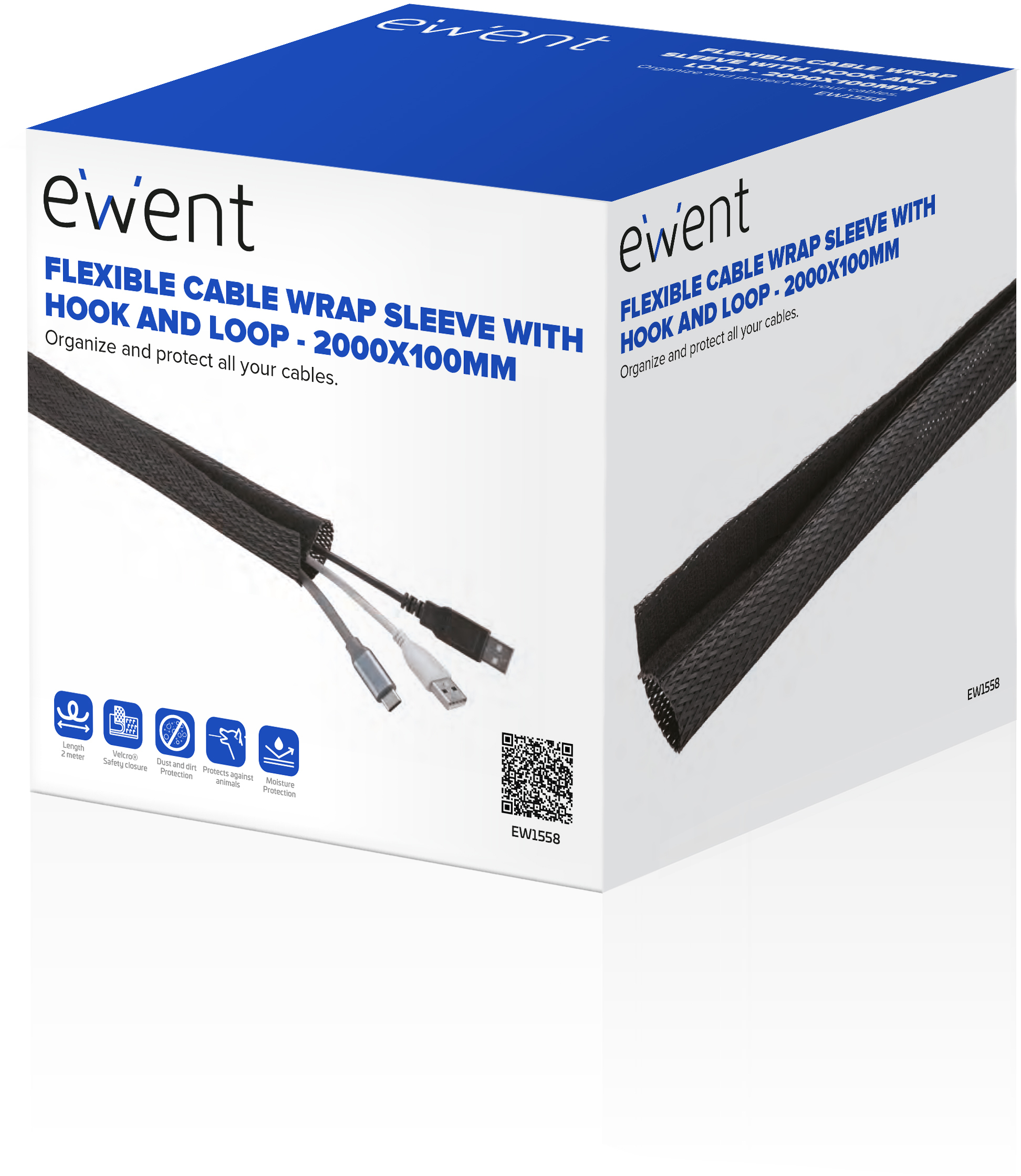 Picture of Picture of Manga Flexible Ewent EW1558 p/ Organizar Cables com Fecho 2000x100mm Preta