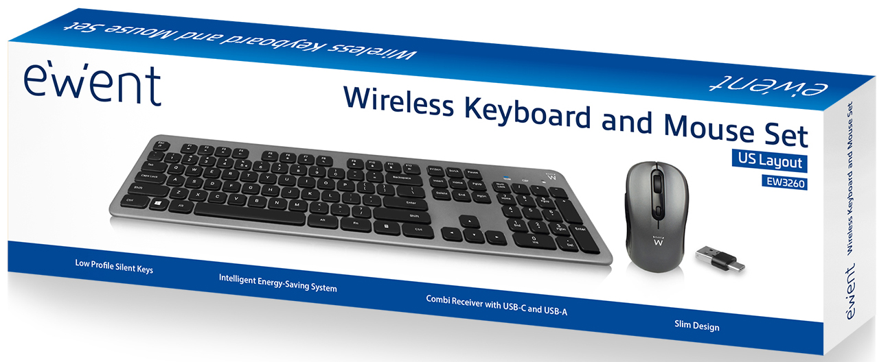 Ewent - Teclado + Ratón Ewent EW3259 Wireless Silent (PT)