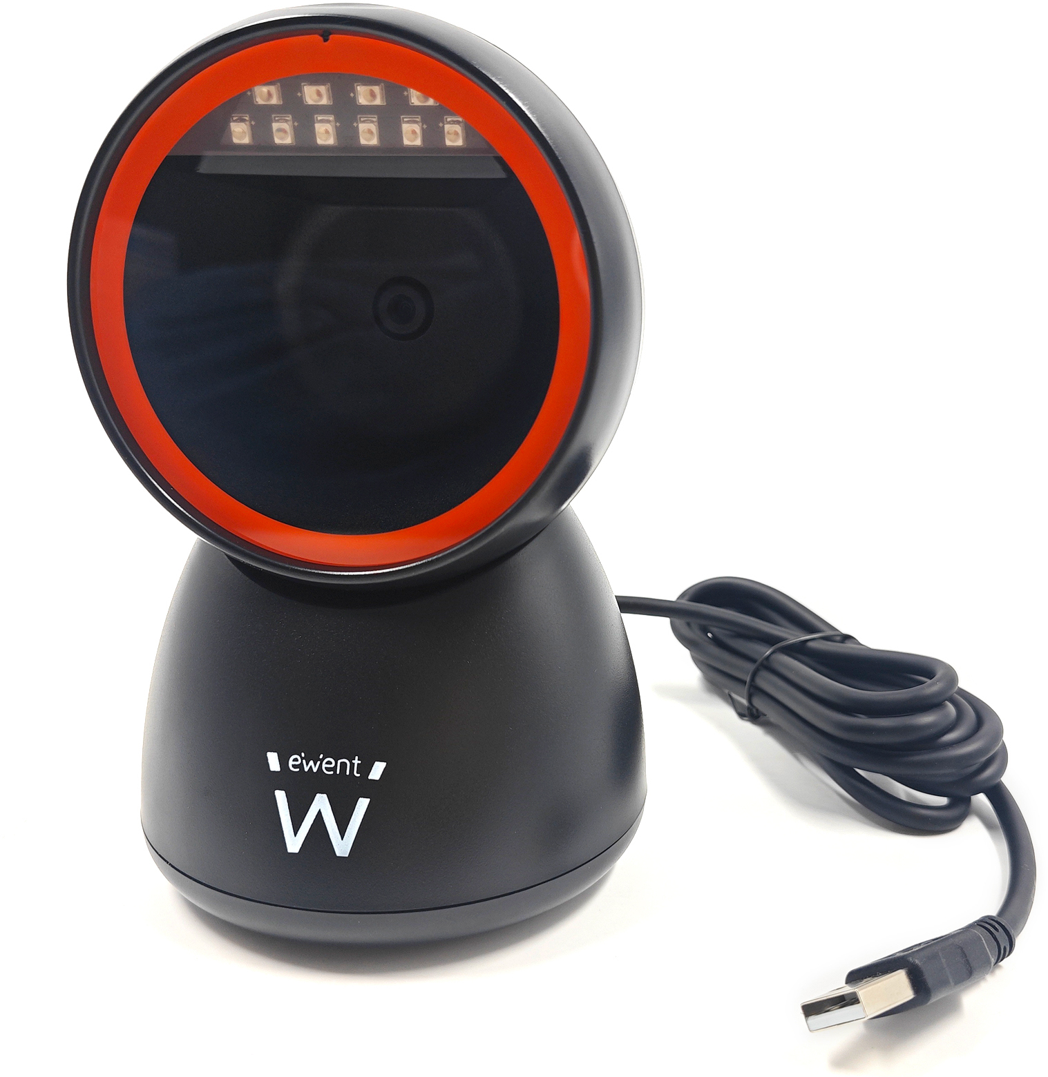 Ewent - Lector Código Barras Ewent EW3450 Desktop Hands-Free USB, 1D/2D/QR 360º Negro