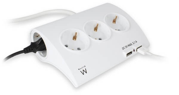 Picture of Picture of Regleta Ewent 5 Tomas + 2 Portas USB 16A Blanco
