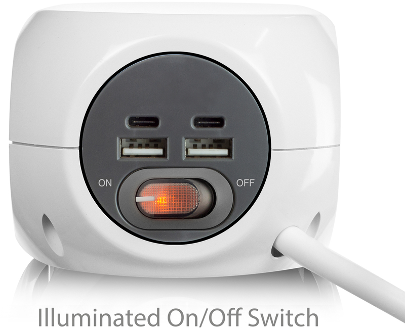 Picture of Picture of Regleta Cúbica Ewent 3 Tomas c/Shuko + 2 USB-A + 2 USB-C 3.4A 1.5 M Blanco