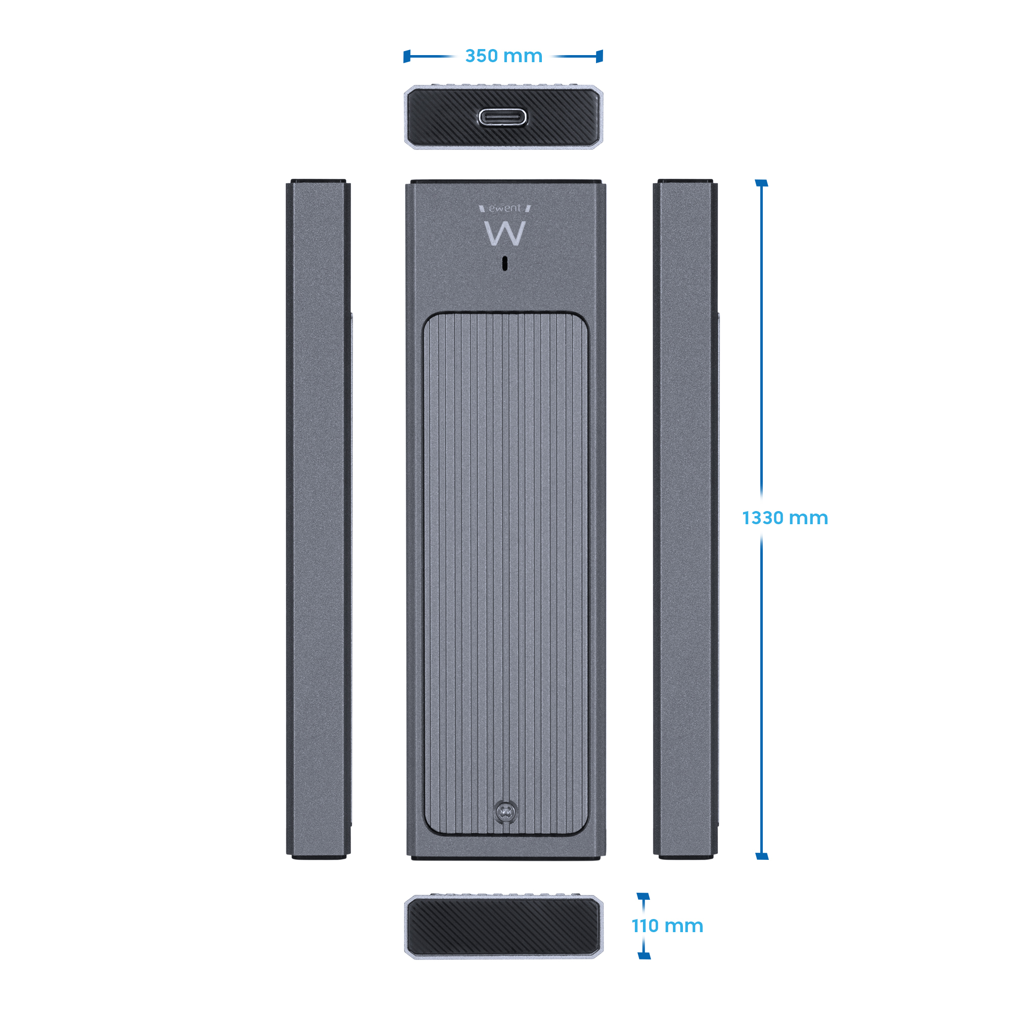 Ewent - Caja Externa M.2 Ewent EW7022 USB-C 3.2 Gen2 NVMe Gris