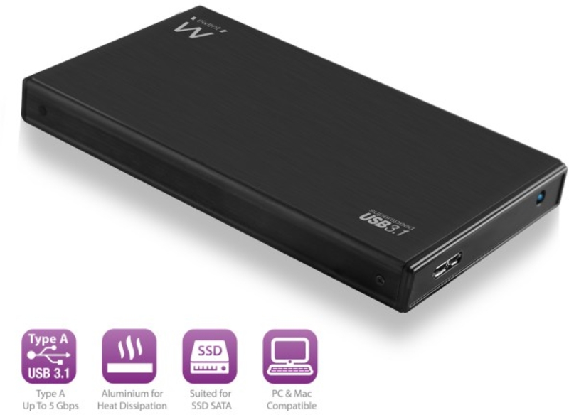 Ewent - Caja HDD/SSD Ewent 2.5" SATA - USB 3.1 Gen 1 Aluminio
