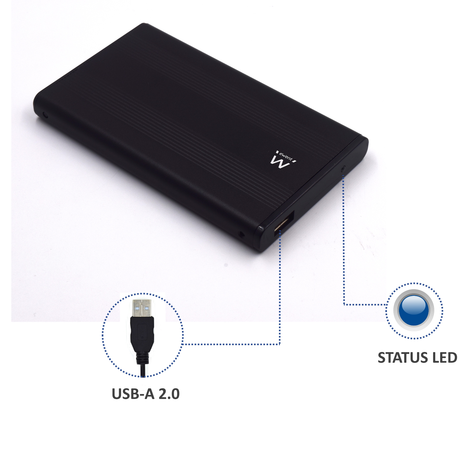 Ewent - Caja HDD/SSD Ewent 2.5" SATA - USB 2.0 Negro