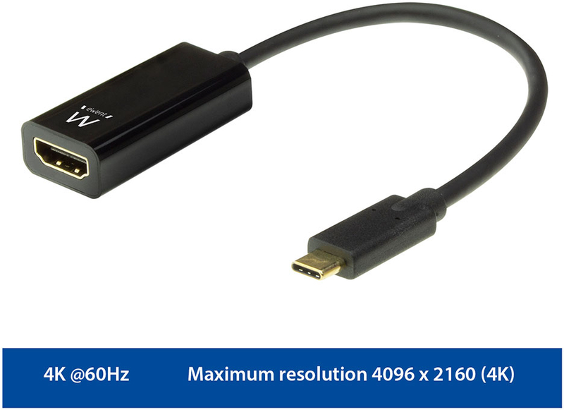 Picture of Picture of Cable Conversor Ewent USB C Macho para HDMI 4K Negro