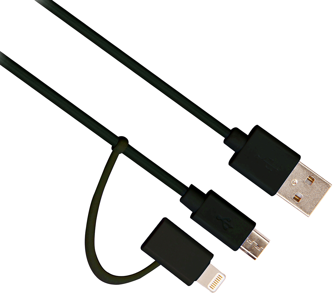 Picture of Picture of Cable de Carga/Sincronização Ewent 2 em 1 Lightning + Micro USB 1 M Negro