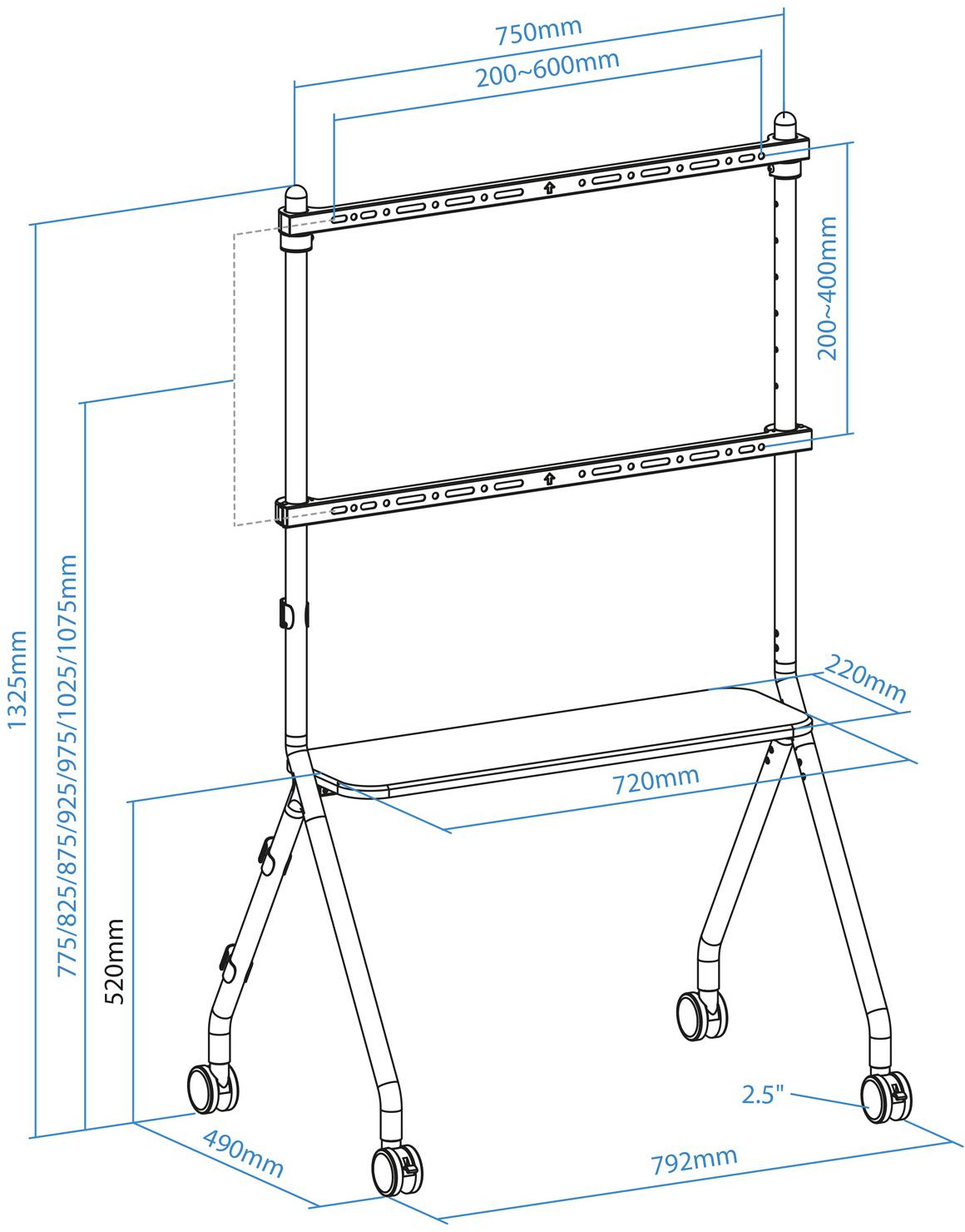 Tooq - Soporte Móvil Tooq iLOVE 49" a 80" Máx. 50Kg Blanco