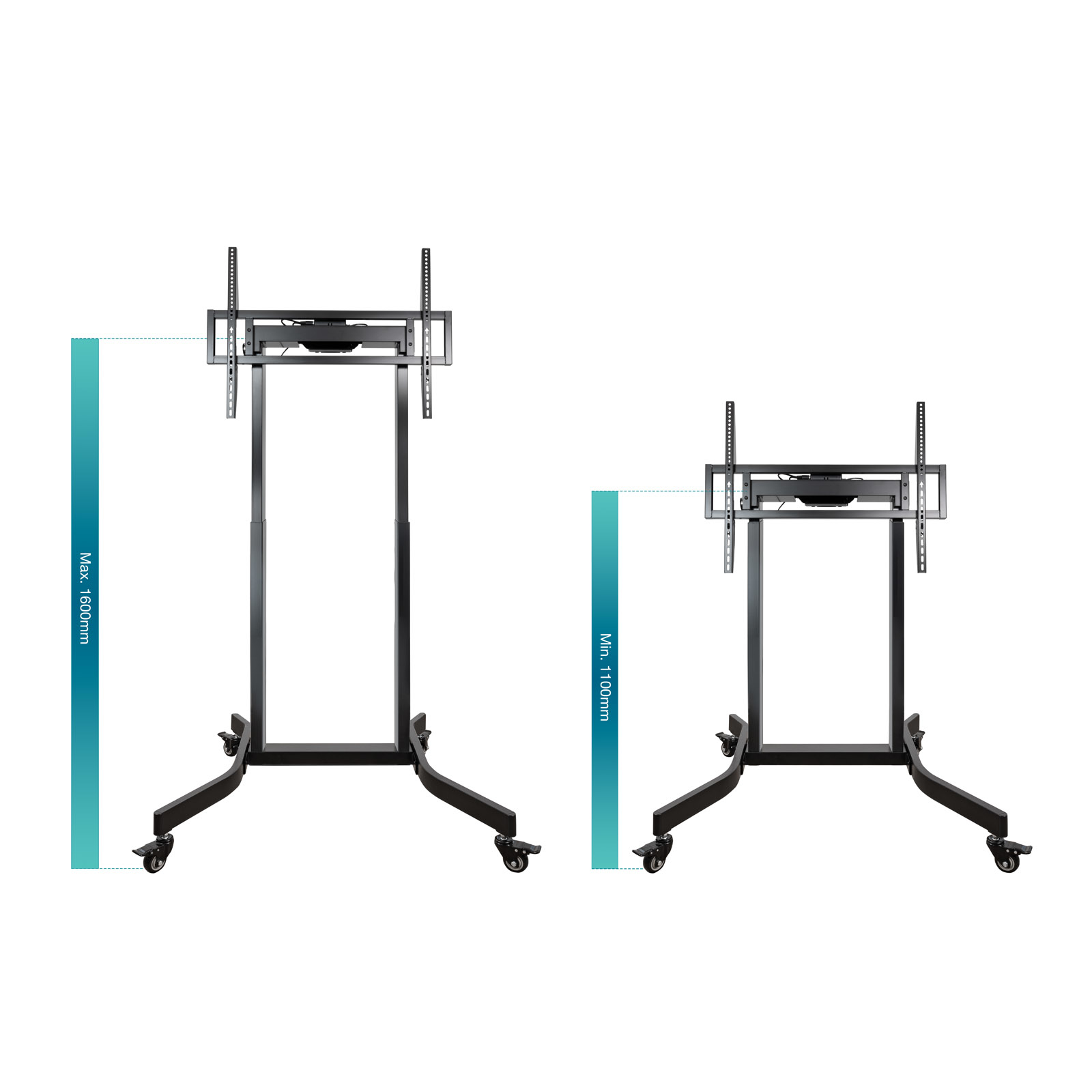 Tooq - Soporte Móvil Tooq LUX con Ajuste Eléctrico de Altura 55" a 100" Máx. 120Kg Negro