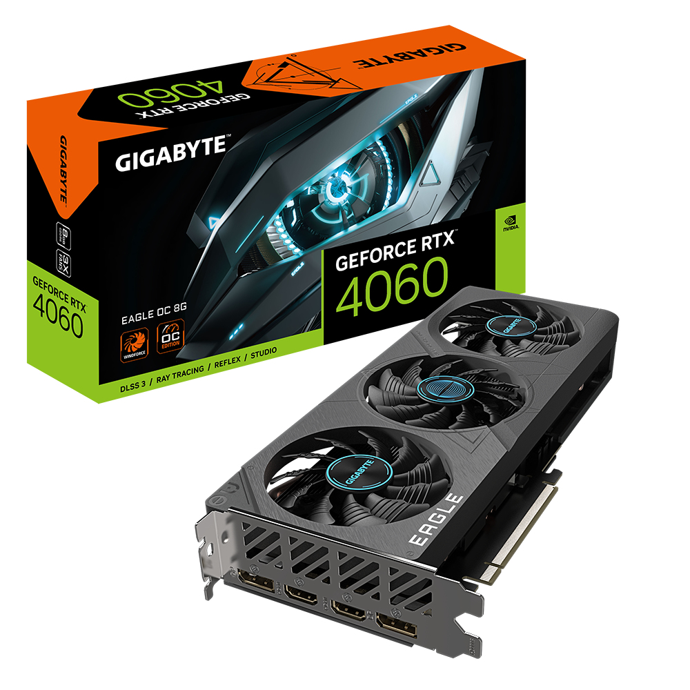 Gigabyte - Tarjeta Gráfica Gigabyte GeForce® RTX 4060 Eagle OC 8GB GDDR6 DLSS3