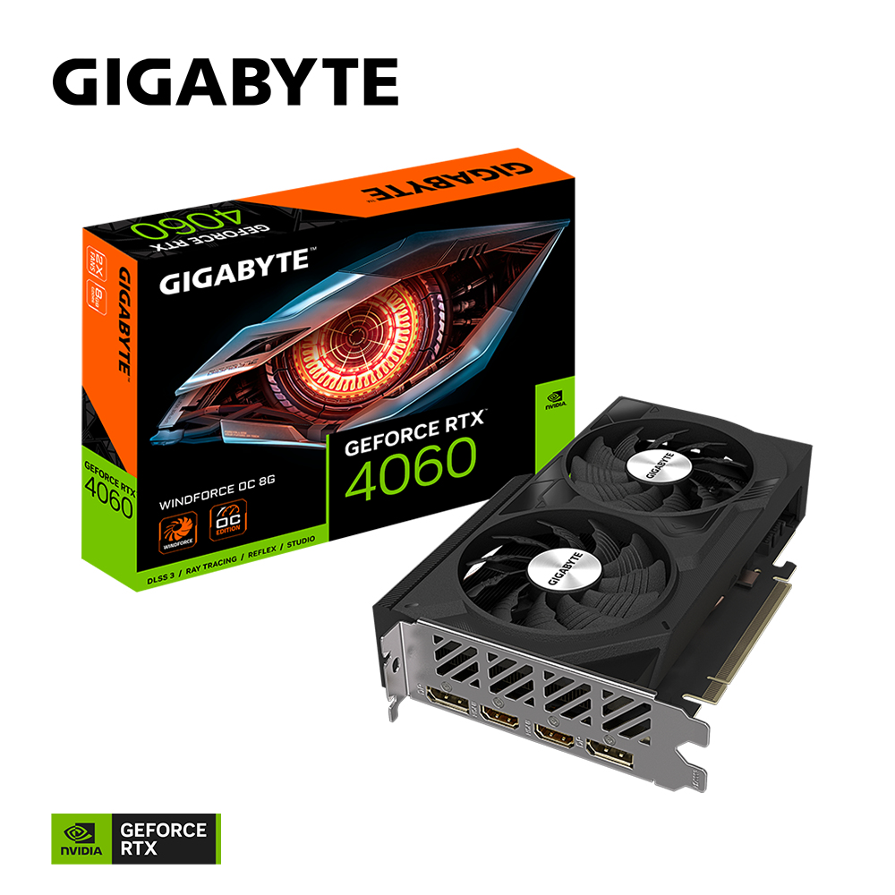 Gigabyte - Tarjeta Gráfica Gigabyte GeForce® RTX 4060 WindForce OC 8GB GDDR6 DLSS3