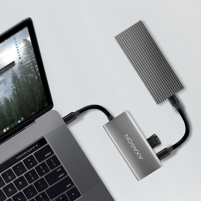 Picture of Picture of Multiport-Hub AXAGON HMC-4G2, USB 3.1, Gbit-LAN, 2x USB-A, 2x USB-C