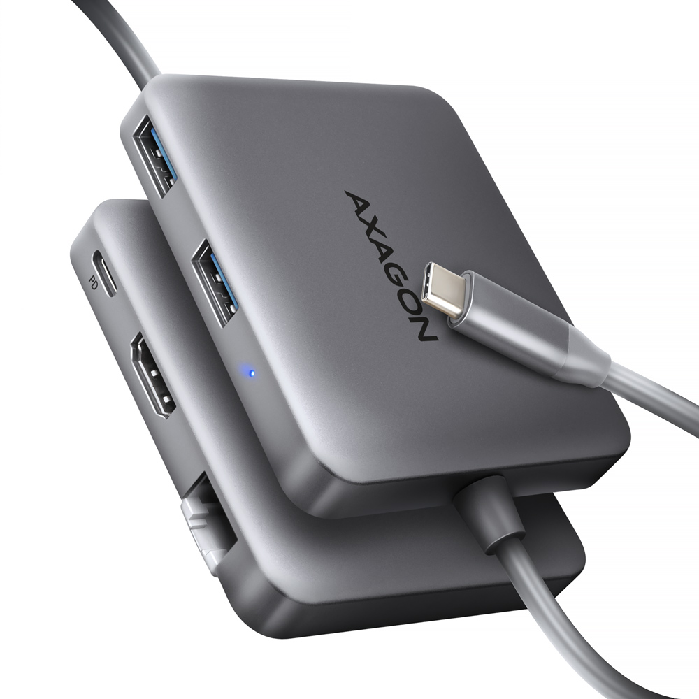 Picture of Picture of Multiport-USB-C Hub AXAGON HMC-5HL USB-C 3.2 Gen 1, 2x USB-A, 4K HDMI, GLAN, PD 100W, 15cm USB-C cable