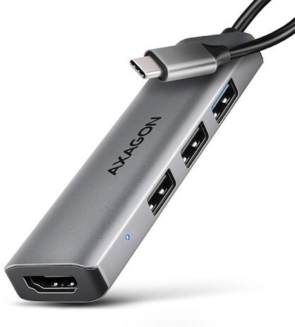 Picture of Picture of HUB AXAGON HMC-H3A 3x USB-A (2x USB2.0, 1x USB3.0) + HDMI 4K 30Hz, 3.2 Gen 1 , metal, 15cm USB-C cable