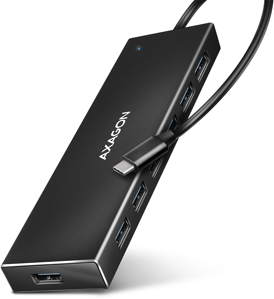 Picture of Picture of HUB USB-C AXAGON HUE-F7C 7x USB 3.2 Gen 1 ALU FLAT, micro USB power IN