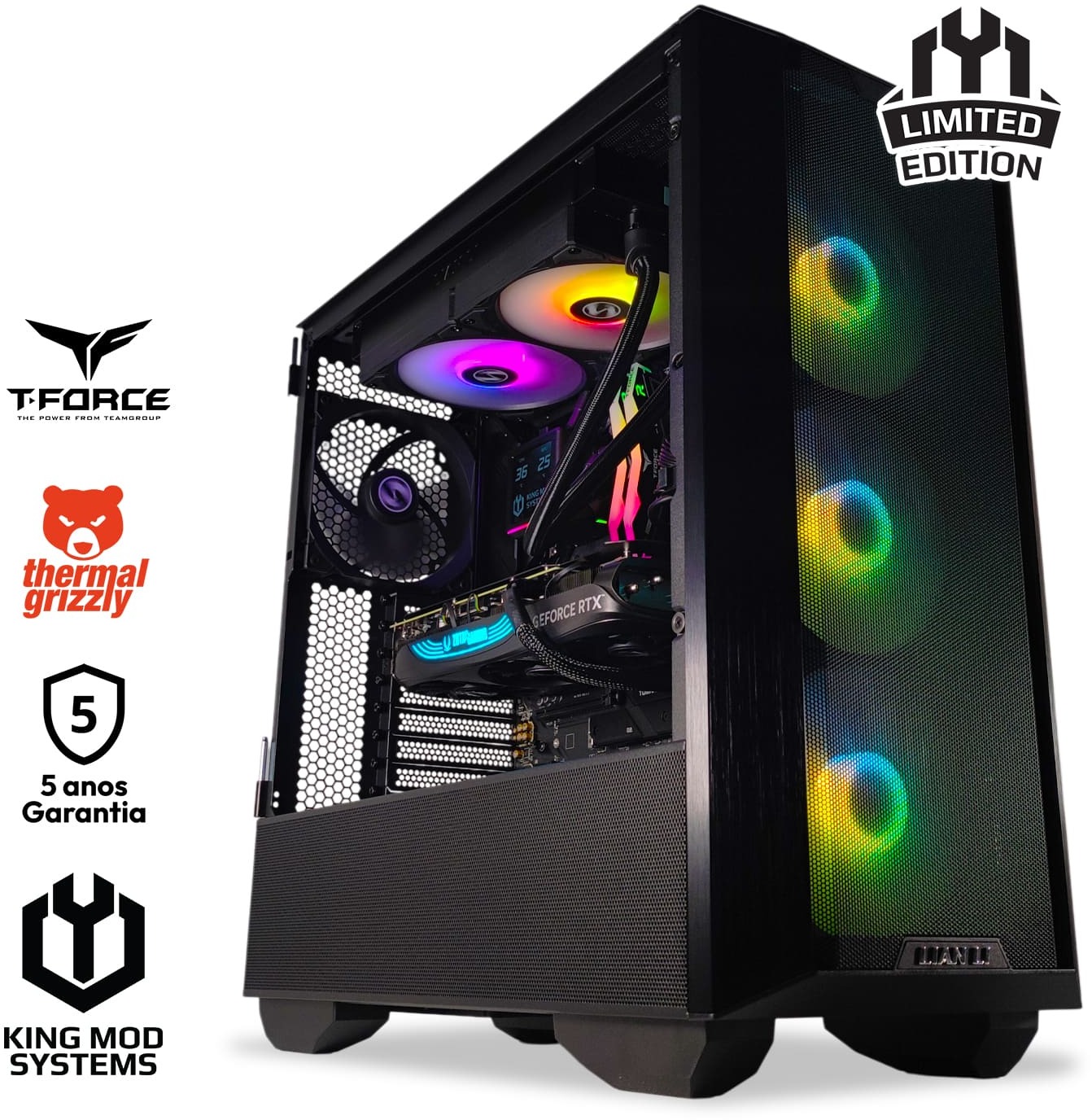 King Mod Systems - Ordenador King Mod Limited-PC Ryzen 7 9700X 32GB DDR5 1TB RTX 4070 Ti SUPER WiFi W11