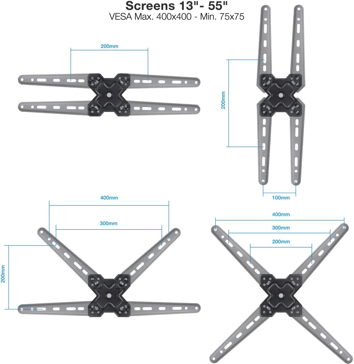Picture of Picture of Soporte de Pared Tooq Tilt e Giratónrio 13" a 55" 67-199 mm Max. 25kg Negro