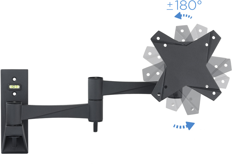 Tooq - Soporte de Pared Tooq Tilt e GiRatónrio 3 Pivots 13" a 27" Max. 15kg Negro
