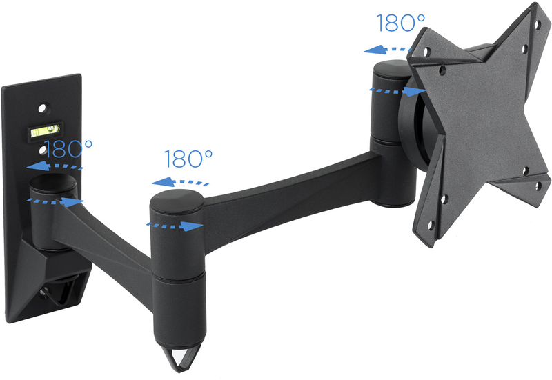 Picture of Picture of Soporte de Pared Tooq Tilt e GiRatónrio 3 Pivots 13" a 27" Max. 15kg Negro