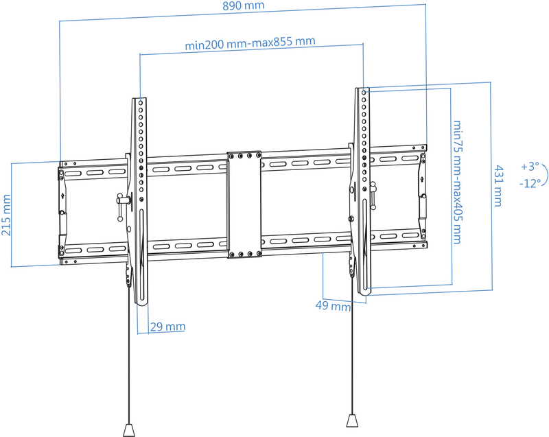 Tooq - Soporte de Pared Tooq Tilt 43" a 90" 49mm Max. 70kg Negro