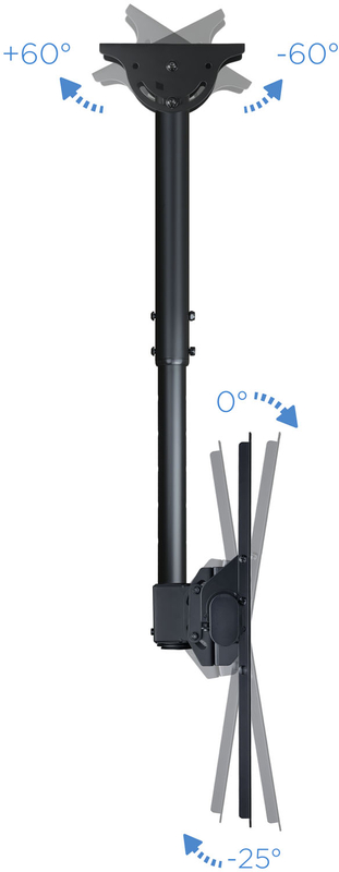 Tooq - Soporte de Techo Tooq Tilt GiRatónrio e Extensível 32" a 55" Max. 50kg Negro