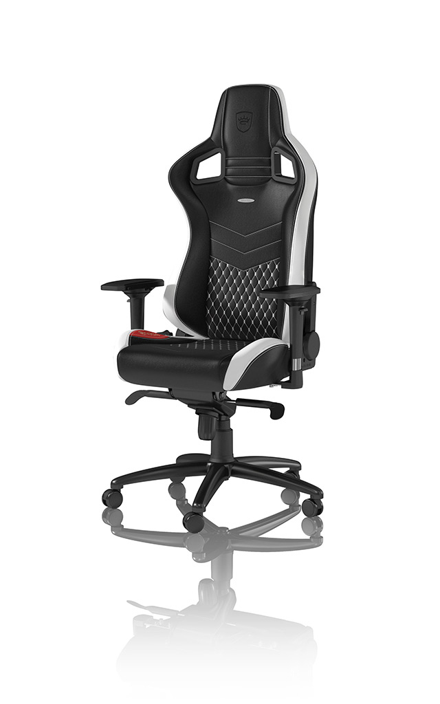 noblechairs - Silla noblechairs EPIC Real Leather - Negro / Blanco / Rojo