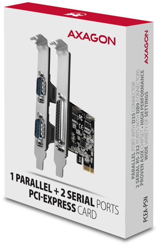 AXAGON - Adaptador PCIe AXAGON PCEA-PSN con 1x Puerto Paralelo + 2x Puerto Serie - Chipset ASIX AX99100