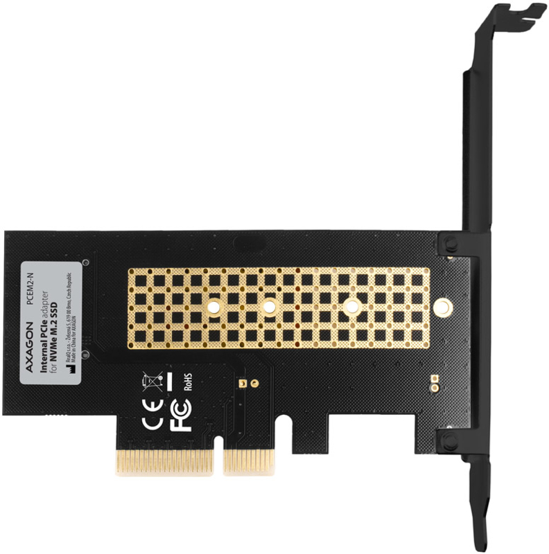 AXAGON - Adaptador AXAGON PCEM2-N PCIe-3.0-x4, 1x M.2/NVMe/SSD con disipador pasivo