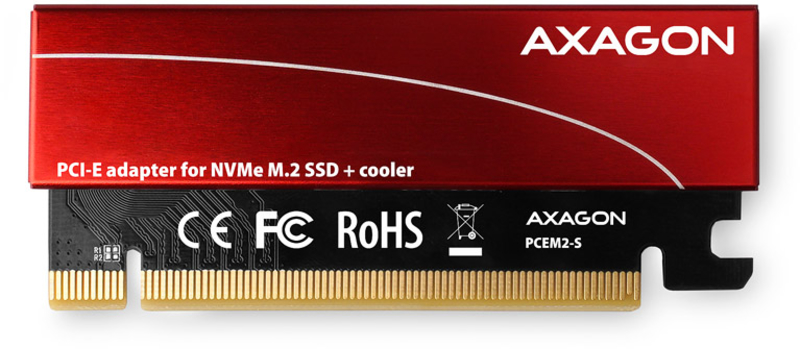 AXAGON - Adaptador AXAGON PCEM2-N PCIe-3.0-x16, 1x M.2/NVMe/SSD con disipador pasivo