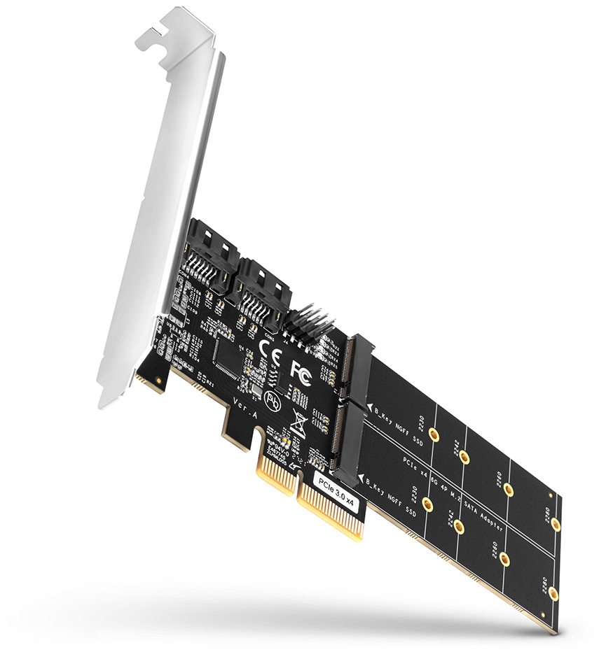 Picture of Picture of Controlador PCIe AXAGON PCES-SA4M2, 2x SATA 6G port + 2x M.2 B-key SATA port + LP