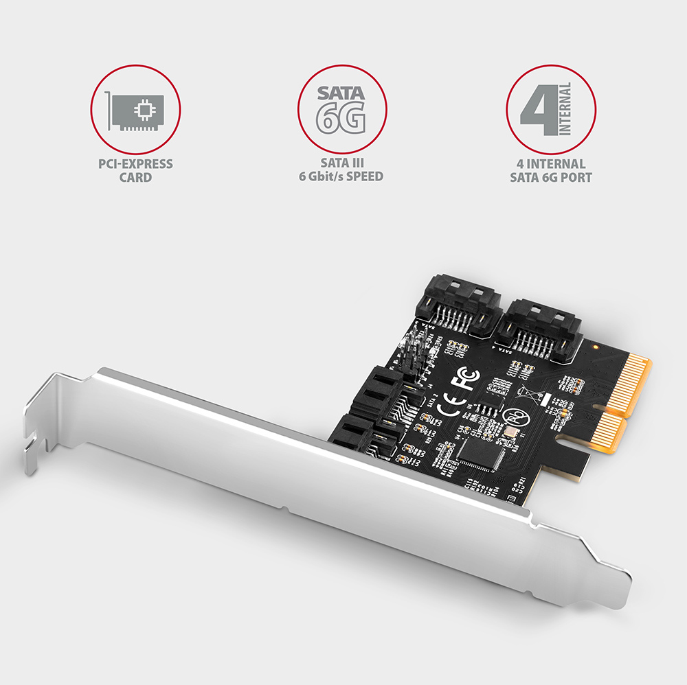 Picture of Picture of Controlador PCIe AXAGON PCES-SA4X4, 4x, SATA 6G port + LP