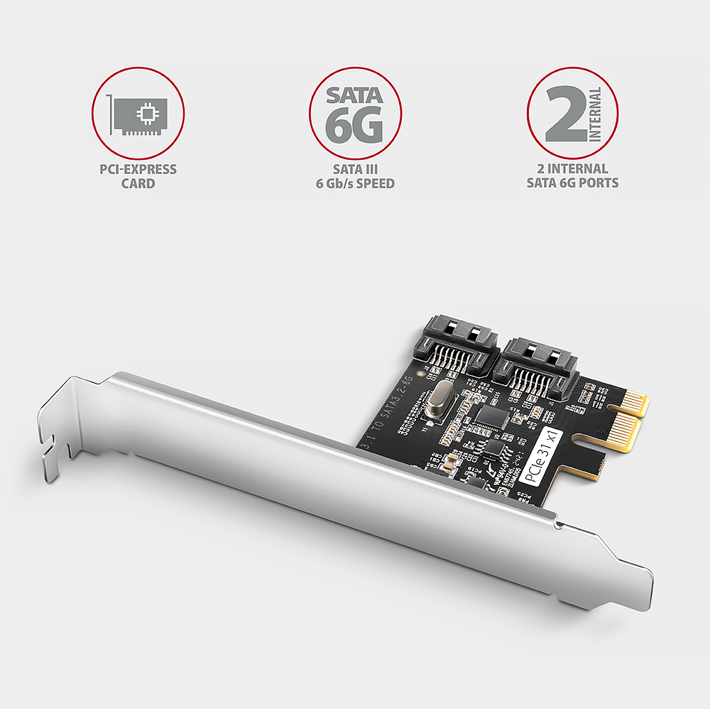 Picture of Picture of Controlador AXAGON PCES-SJ2 PCIe 2x internal SATA 6G port, JMB582 + LP