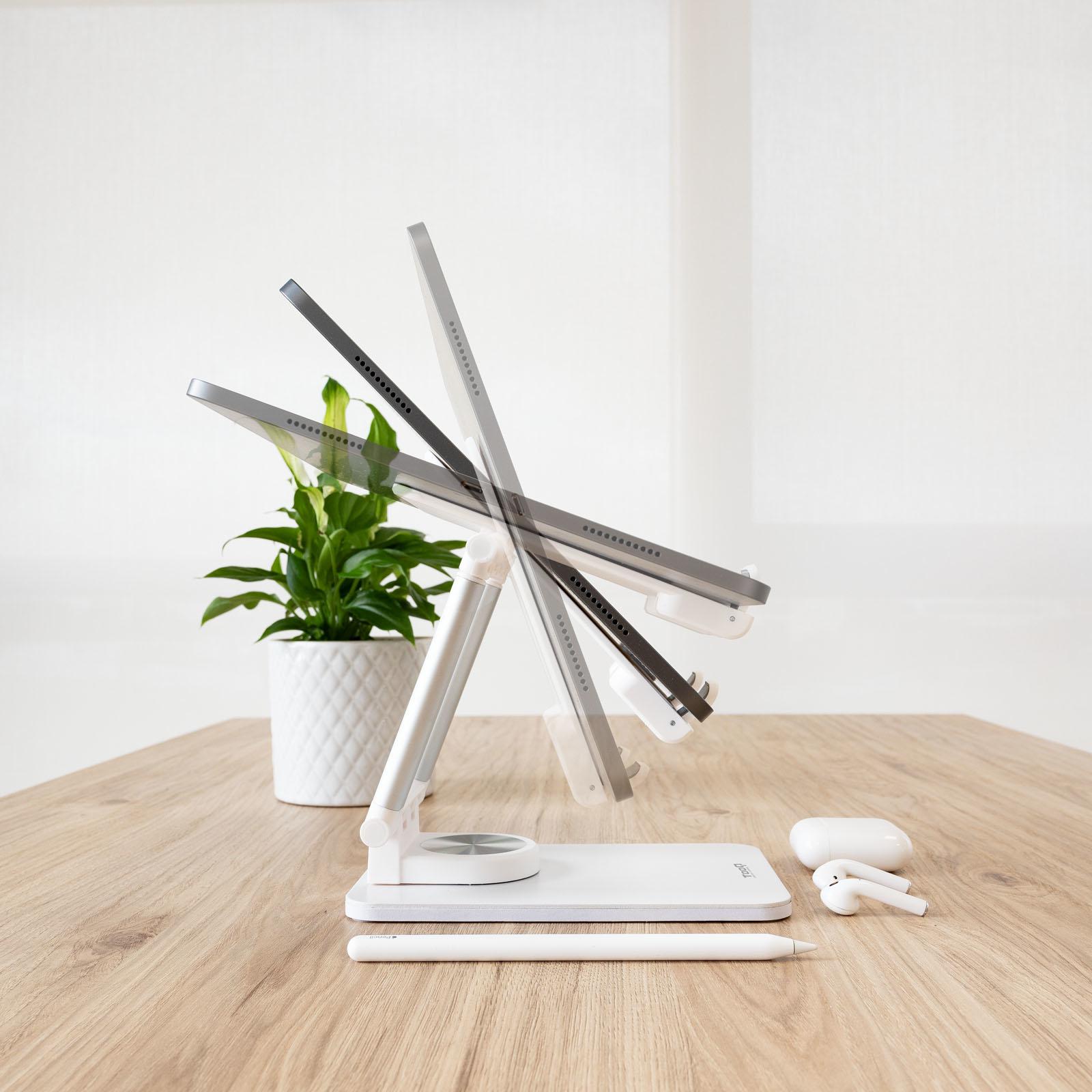 Picture of Picture of Soporte Mesa Tooq Giratório Ajustable p/ Tablet Max. 13" Blanco