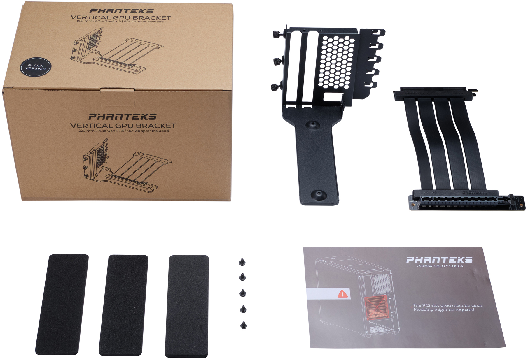 Phanteks - GPU Bracket Phanteks+Cable PCI-E 4.0x16 Tira Riser 22cm Negro