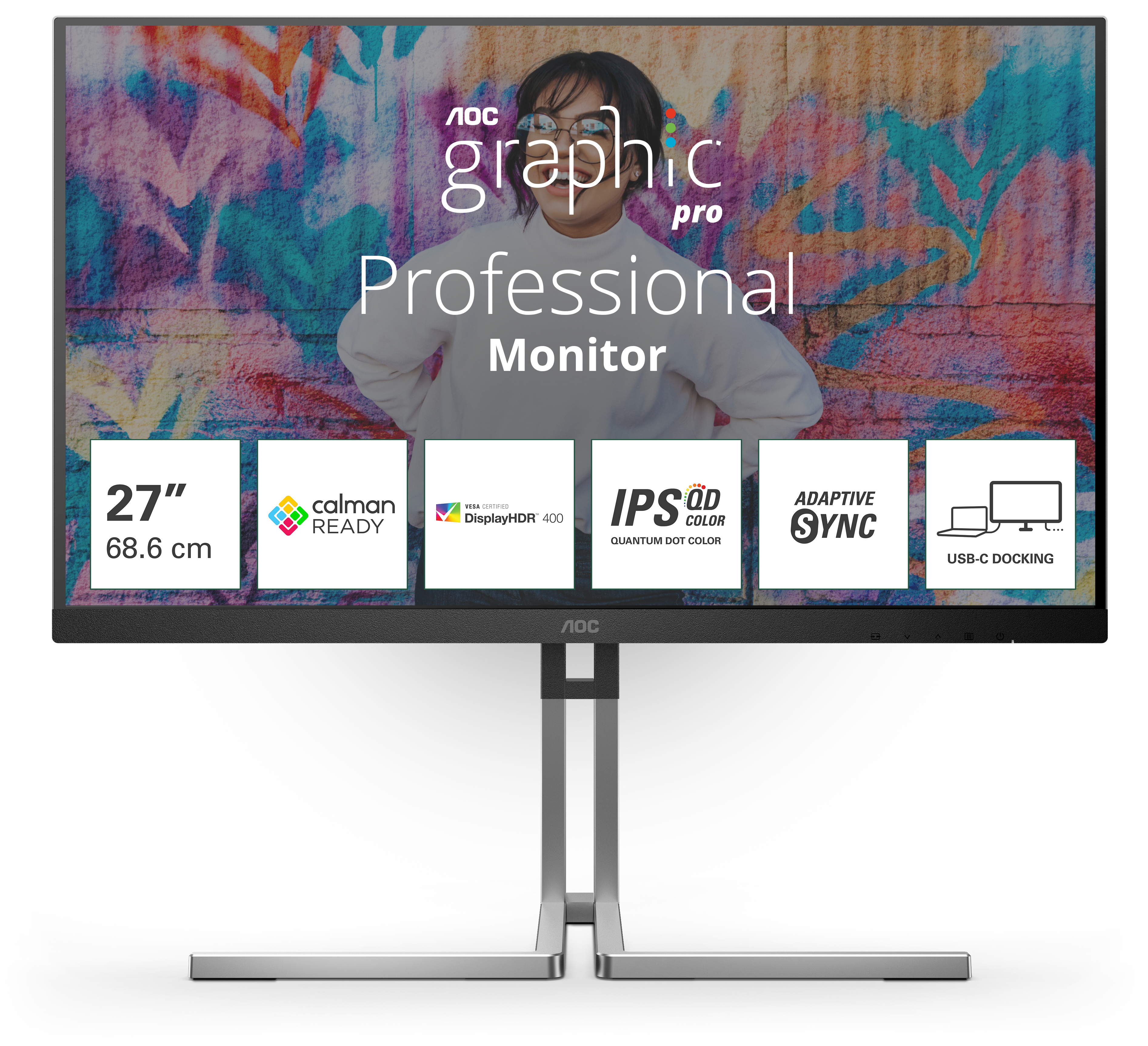 Picture of Picture of Monitor AOC 27" Q27U3CV IPS QHD 75Hz USB-C (PD65W) USB-C Docking