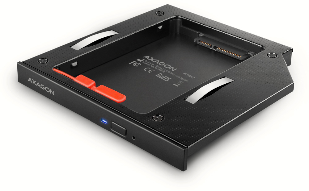- Axagon RSS-CD12 2.5 SSD/HDD caddy into DVD slot 12.7 mm LED ALU tarjeta y adaptador de interfaz Interno SATA Picture of - Axagon RSS-CD12 2.5 SSD/HDD caddy into DVD slot 12.7 mm LED ALU tarjeta y adaptador de interfaz Interno SATA