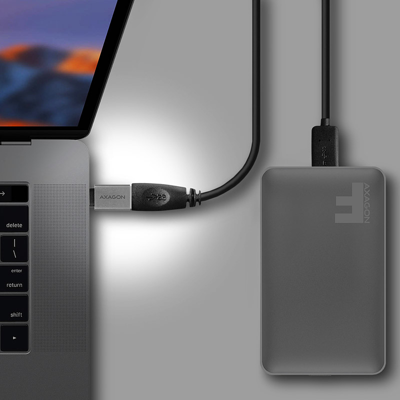 AXAGON - Adaptador AXAGON RUCM-AFA USB 3.0 Type-C Male > Type-A Female, Aluminio