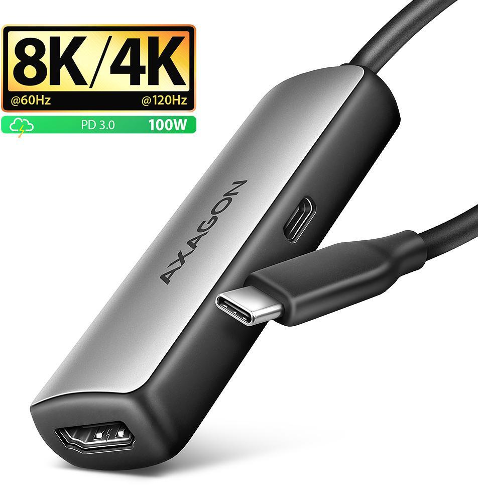 Picture of Picture of Cable AXAGON RVC-HI8KPD -> HDMI 2.1 adapter 8K/60Hz  4K/144Hz Aluminum, 1,8m