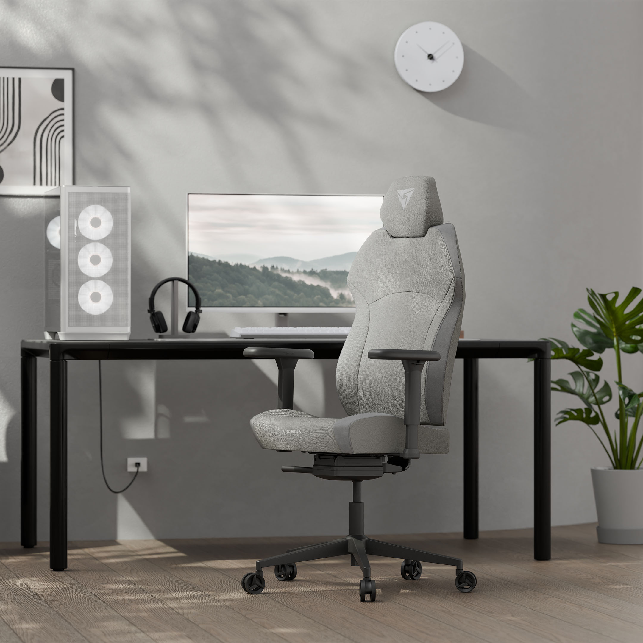 ThunderX3 - Cadeira Gaming Ergonomica ThunderX3 Solo 360 - Loft Light Grey