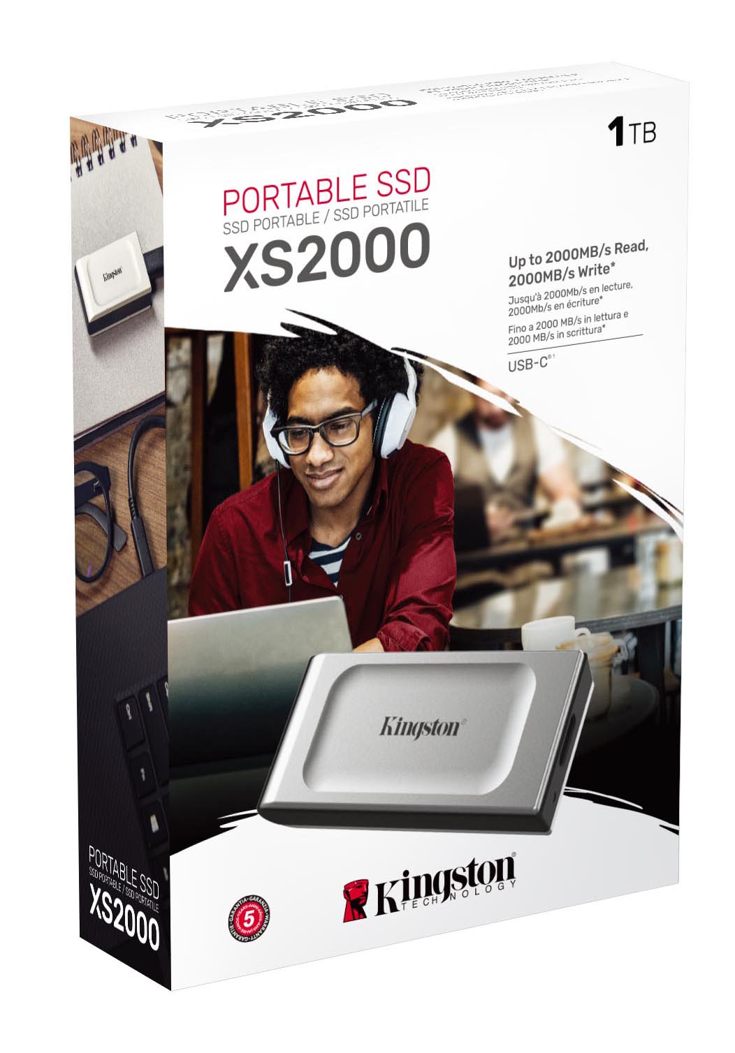 Kingston - SSD Externo Kingston XS2000 1TB USB3.2 Gen2 Gris (2000/2000MB/s)