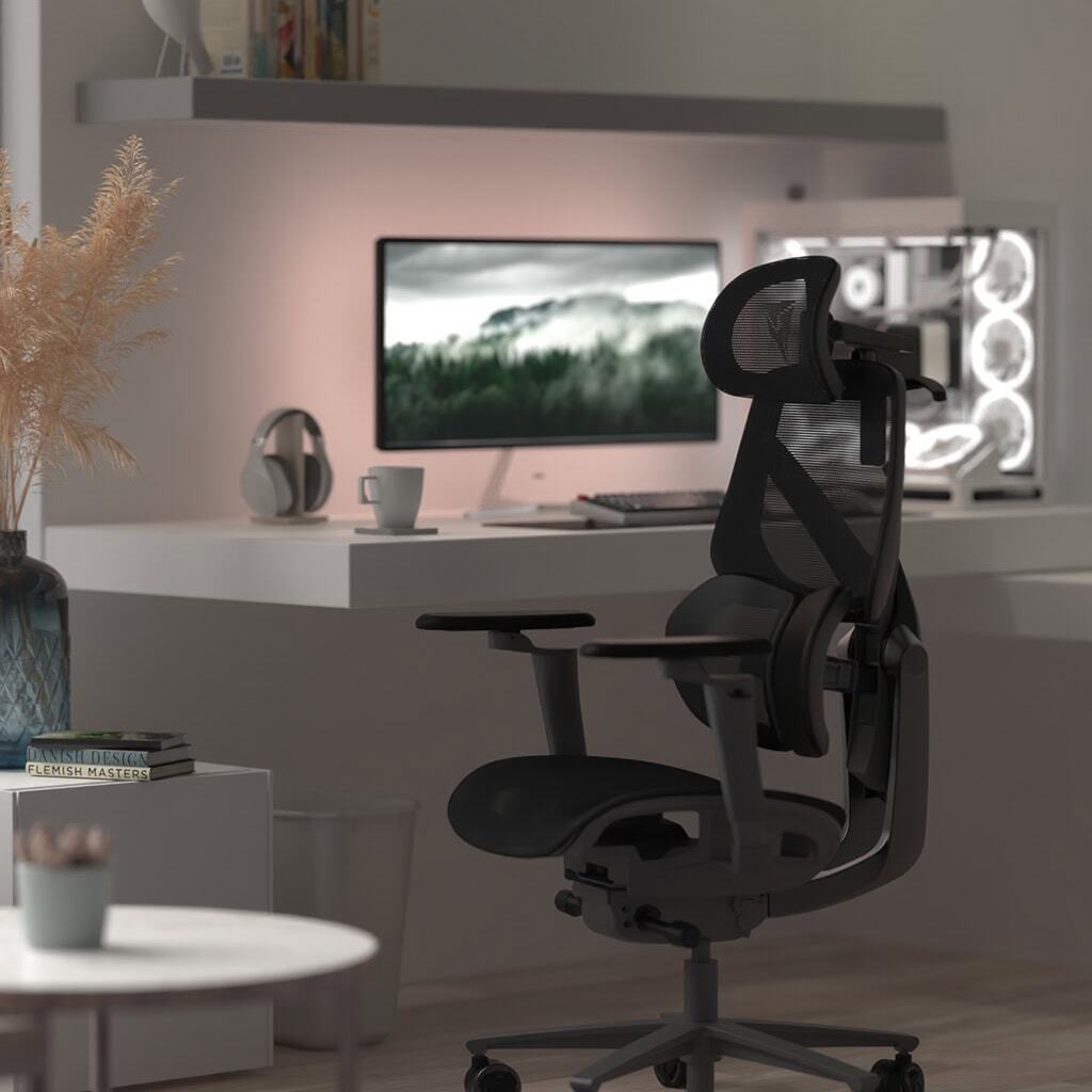 ThunderX3 - Silla Gaming Ergonomica ThunderX3 FLEX Pro, Apoio lombar 360 graus - Mesh Black