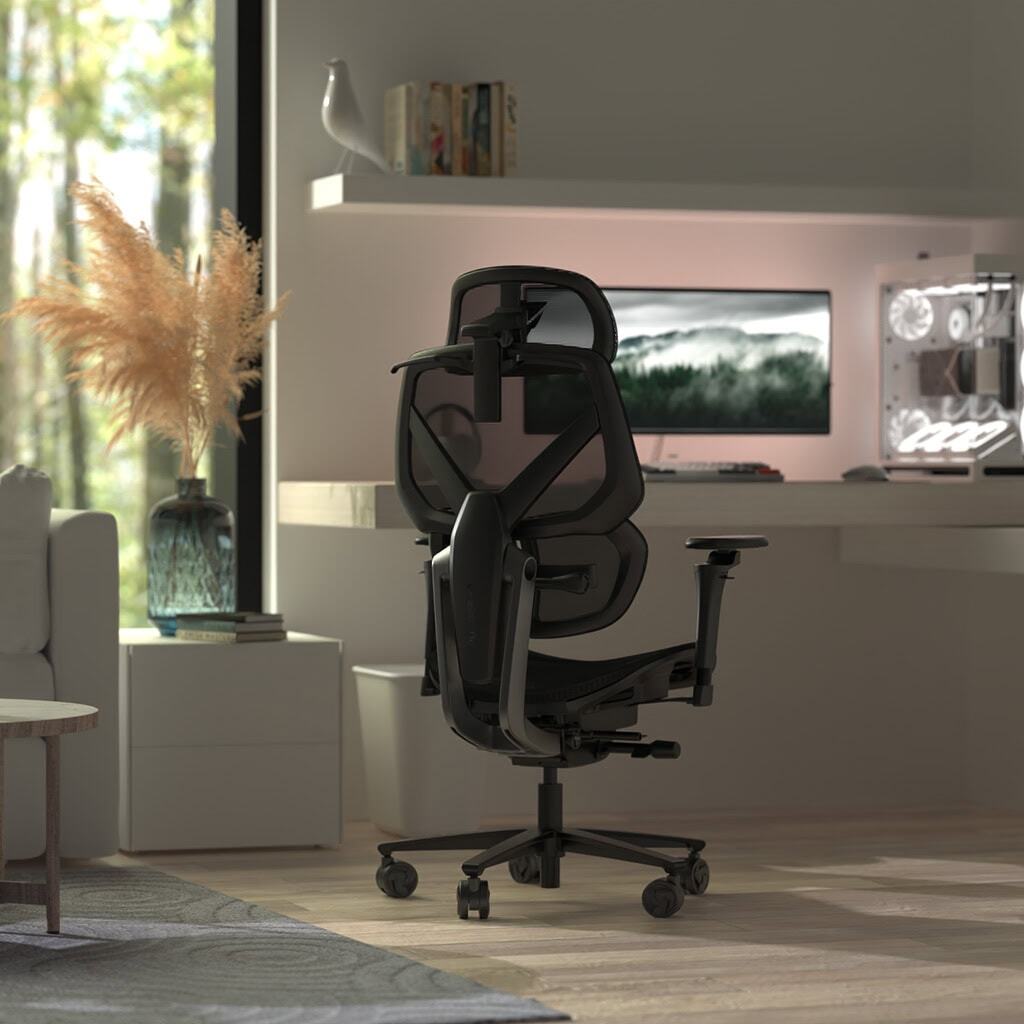 ThunderX3 - Silla Gaming Ergonomica ThunderX3 FLEX Pro, Apoio lombar 360 graus - Mesh Black