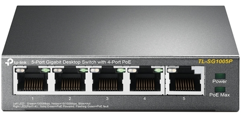 TP-Link - Switch TP-Link TL-SG1005P 5 Portas Gigabit c/ 4 Portas PoE