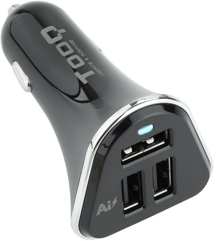 Tooq - Cargador de Isqueiro Tooq 3x USB 5V/5.2A Negro