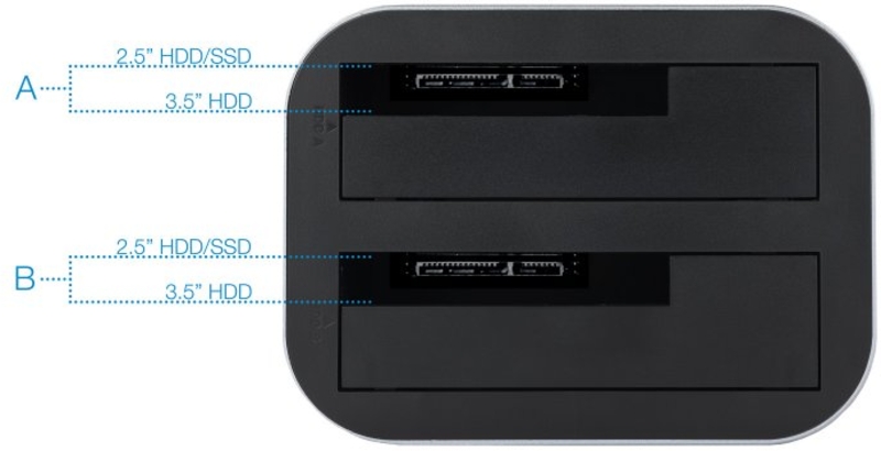 Tooq - Dock Tooq para 2x SATA 2.5/3.5 OTB - USB 3.1 Gen 1
