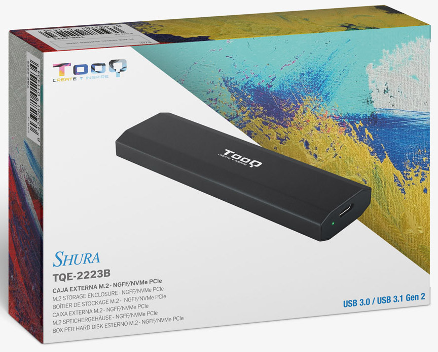Tooq - Caja Externa SSD Tooq M.2 NGFF/NVMe SSD - USB 3.1 Gen 2 Negro