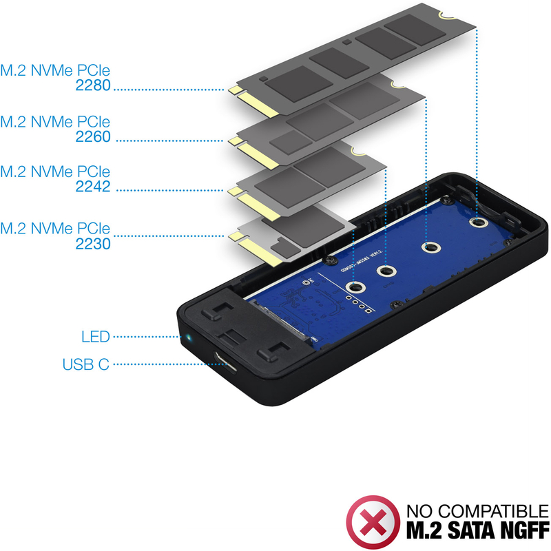 Tooq - Caja Externa SSD Tooq M.2 NVME - USB 3.1 Gen 2 Negro