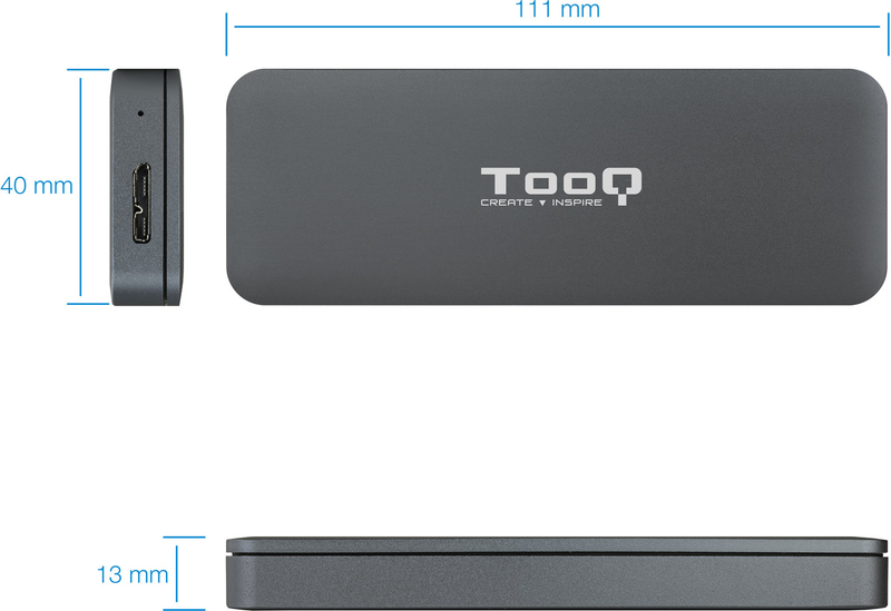 Tooq - Caja Externa SSD Tooq M.2 NGFF - USB 3.1 Gen 1 Gris
