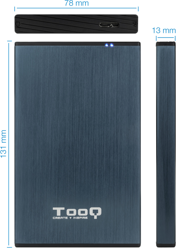 Tooq - Caja Externa HDD Tooq 2.5" SATA (9,5mm) - USB 3.0/3.1 Gen 1 Azul Pacífico