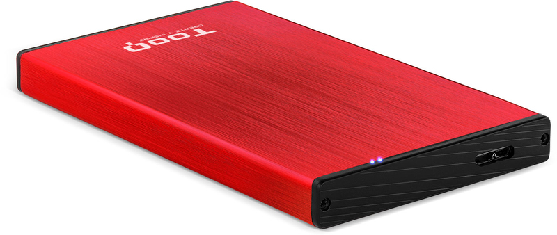 Tooq - Caja Externa HDD Tooq 2.5" SATA (9,5mm) - USB 3.0/3.1 Gen 1 Rojo Metalizado