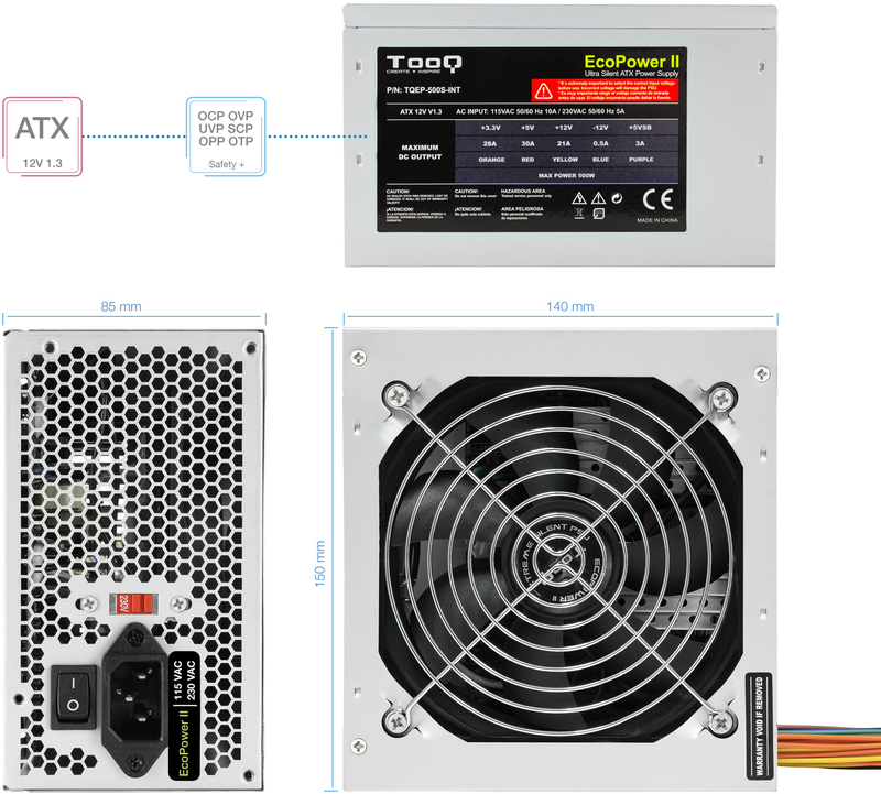 Tooq - Fuente Alimentación Tooq Ecopower II ATX 500W (S/Cable Alim)